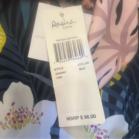 MSRP $98 Raisins Curve Trendy Plus Size Tortuga One-Piece Black Size 14W NWTS - Picture 7 of 7